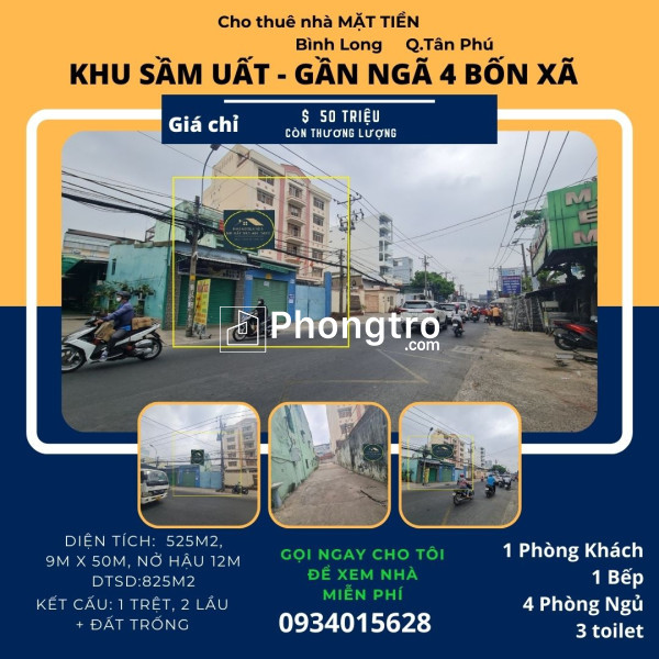 Cho thuê nhà mặt tiền tân sơn nhì 68m2, 2 lầu, 35 triệu, khu cực sầm uất