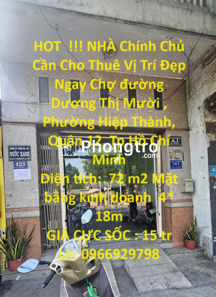 Hot  !!! nhà chính chủ cần cho thuê vị trí đẹp  ngay chợ đường dương thị mười, p hiệp thành, q12