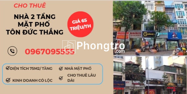 Chính chủ cho thuê lâu dài nhà 2 tầng mặt phố tôn đức thắng,nhà mặt phố kd có lộc